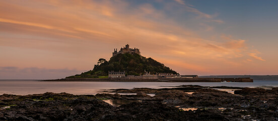 St Michael's Mount in Cornwall, UK. located opposite the town of Marazion, near Penzance