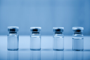 the bottles of the antiviral vaccine in the laboratory
