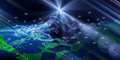 Data science. Abstract polygonal analyze algorithm artificial intelligence data. Analytics algorithms banner for science, technology