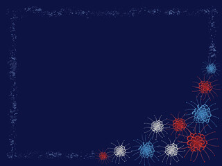 Japanese style frame with cluster amaryllis drawn on a navy background.