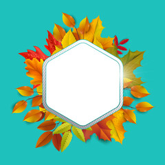 Greetings and gifts for the autumn and autumn season concept. Autumn background, poster and banner template with colorful autumn leaves.