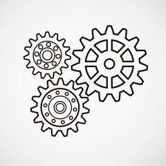 Metal gears. Factory gears vector icon. Mechanical gear. The image of the gear. Machine gear. Cogwheel gear