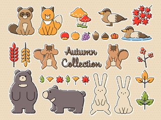 秋　動物　イラスト　セット