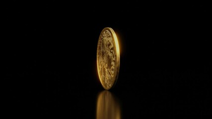 gold 50 dollars, american buffalo bullion coin, looped animation