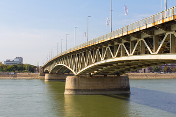 View of the Petofi Bridge  in Budapest. Hungary