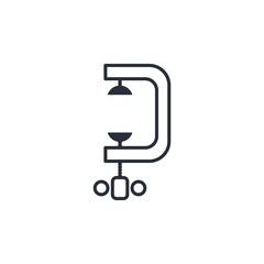 Clamp. Vise. Vector linear icon isolated on white background.