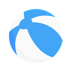 Round beach ball flat style design vector illustration icon sign isolated on white background. Retro styled inflatable toy for summer games or holidays.