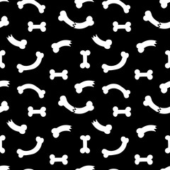 Vector seamless pattern background for Halloween design with white bones, broken bones.
