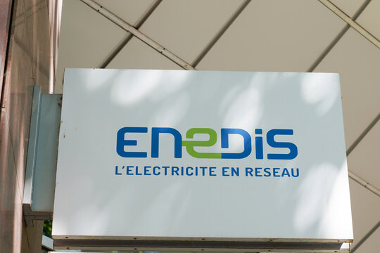 ENEDIS edf logo sign of electricity distribution network provider public company in France
