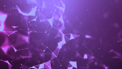 Abstract background Dot and connect line for cyber technology futuristic and network connection concept with dark and grain processed wide screen ratio.