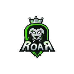 Green wild lion esport Mascot logo