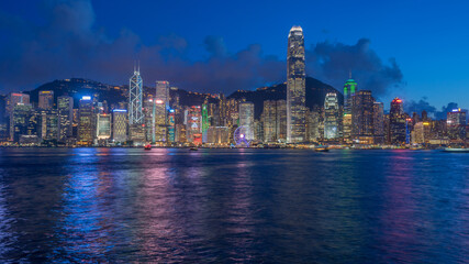 Naklejka premium Hong Kong Skyline at Night.