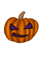 Halloween carved pumpkin. Hand drawn symbol of happy halloween holiday. Orange pumpkin Isolated on white background. Trendy halloween design.