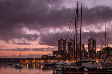 Sunrise and clouds by the harbour