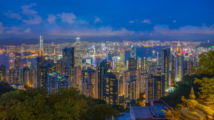 Obraz premium Hong Kong at Night from Victoria's Peak