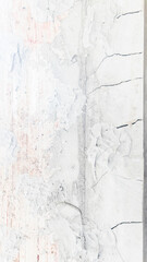 An old wall with cracks in the concrete. Also some red brick wall is appearing from the cracks. This image is usable nicely as background. Image has a vintage effect applied.