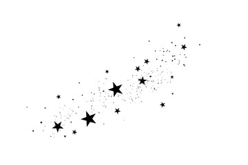 Stars on a white background. Black star shooting with an elegant star.Meteoroid, comet, asteroid, stars.
