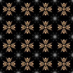 Vector background pattern. Decorative elegant texture. Seamless pattern for wallpaper design. Black, gray and gold colors