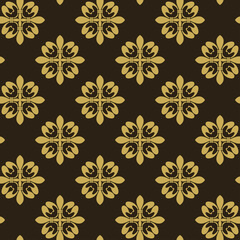 Vector background pattern. Modern elegant texture. Seamless pattern for wallpaper design. Golden elements on black background