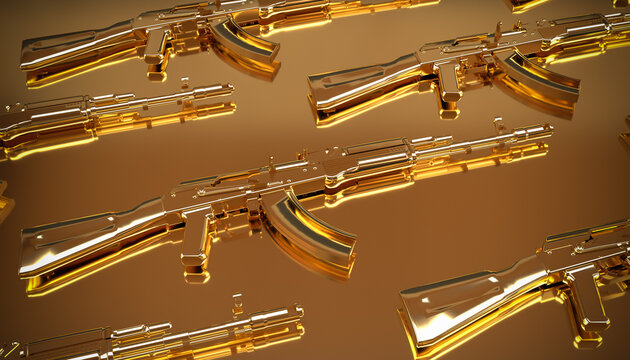 Golden Russian automatic machine rifle AK 47. Abstract 3D illustration wallpaper. Stock Illustration | Adobe Stock Golden Russian automatic machine rifle AK 47. Abstract 3D illustration wallpaper. Stock Illustration | Adobe Stock