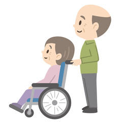 車椅子のシニア夫婦