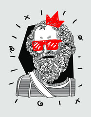 Archimedes. Vector illustration hand-drawn.  Crazy red style.