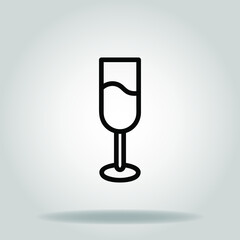 glass of wine icon or logo in  outline

