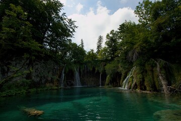 Cascades and waterfalls in the landscape of Plitvice Lakes National Park (Plitvička jezera), Croatia, southeast Europe, UNESCO World Heritage