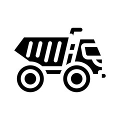 articulated dumper glyph icon vector isolated illustration