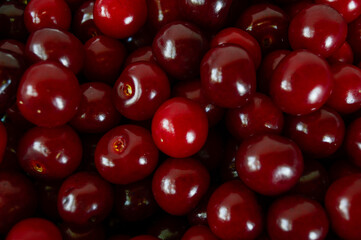 Background and texture of ripe cherries