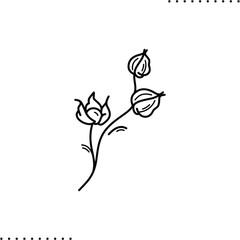 beautiful wild flower blossom vector icon in outline 