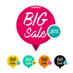 Big Sale Labels Set. Vector Colorful Discount Icons. Buttons for Web and Print Isolated on White Background.