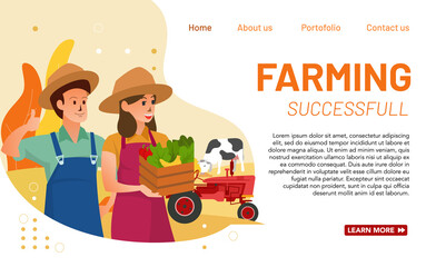 Landing page concept of successful farming. Simple, modern and fresh concept of successful farming for website and other website needs