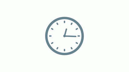 Aqua gray counting 12 hours clock icon on white background