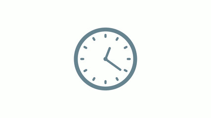 Aqua gray counting 12 hours clock icon on white background