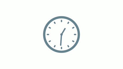 Aqua gray counting 12 hours clock icon on white background