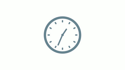Aqua gray counting 12 hours clock icon on white background