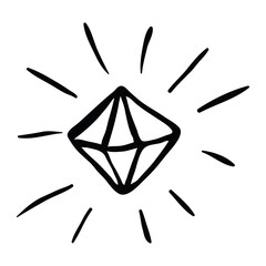 A set of diamonds in a flat style. Abstract black diamond collection icons. Linear outline sign. Vector icon logo design diamonds.