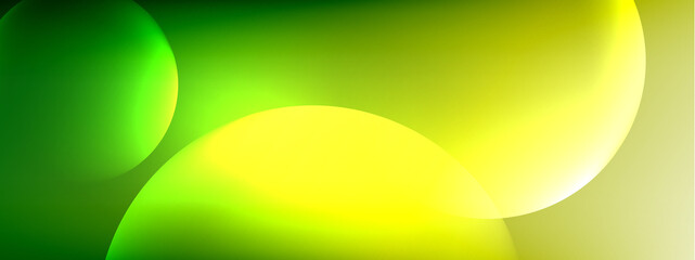 Vector abstract background liquid bubble circles on fluid gradient with shadows and light effects. Shiny design templates for text