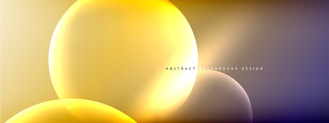 Vector abstract background liquid bubble circles on fluid gradient with shadows and light effects. Shiny design templates for text