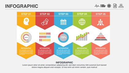 Infographic timeline 5 steps