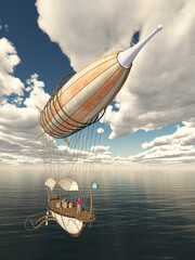 Fantasie Luftschiff über dem Meer © Michael Rosskothen