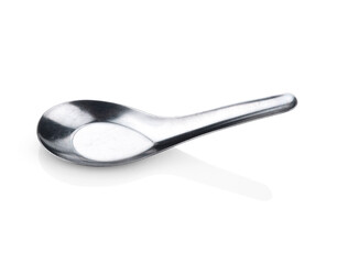 Empty steel Spoon isolated on white background