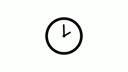 New circle counting down clock icon on white background,Clock icon without trick
