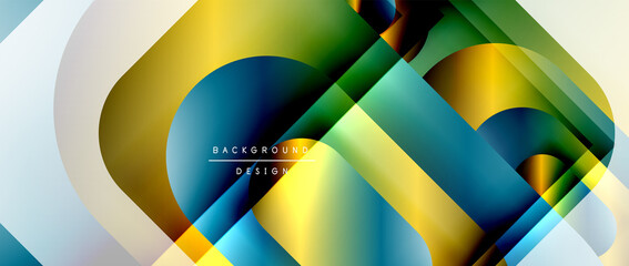 Vector geometric abstract background with lines and modern forms. Fluid gradient with abstract round shapes and shadow and light effects