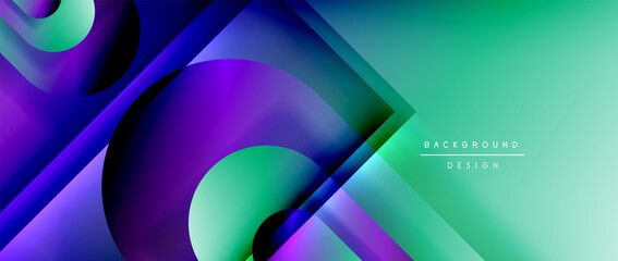 Vector geometric abstract background with lines and modern forms. Fluid gradient with abstract round shapes and shadow and light effects