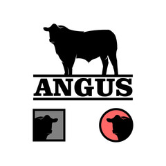 ANGUS big black bull logotype - obrazy, fototapety, plakaty