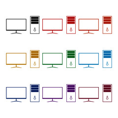 PC with monitor  icon, color set