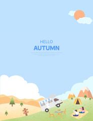autumn illustration frame : Autumn picnic