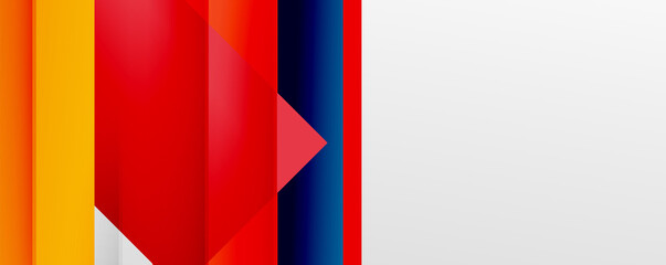 Geometric abstract backgrounds with shadow lines, modern forms, rectangles, squares and fluid gradients. Bright colorful stripes cool backdrops